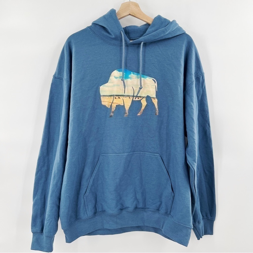 GNOMON Buffalo prairie blue hoodie - Picture 1 of 7